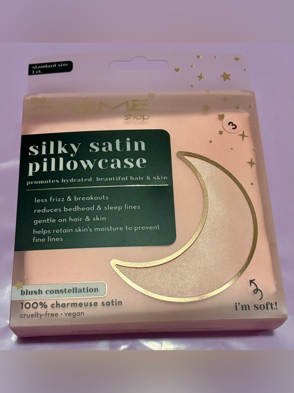 Silky Satin Standard Pillowcase - Blush Constellation